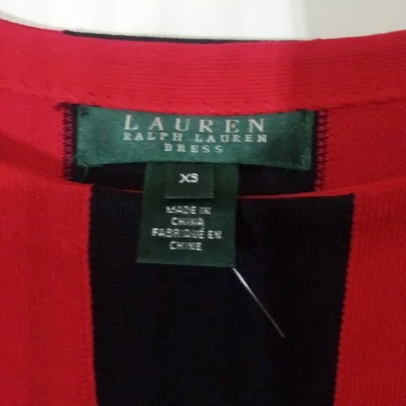 LAUREN RALPH LAUREN Colorblock Dress XS S Red Black Geometric Print - Picture 5 of 8